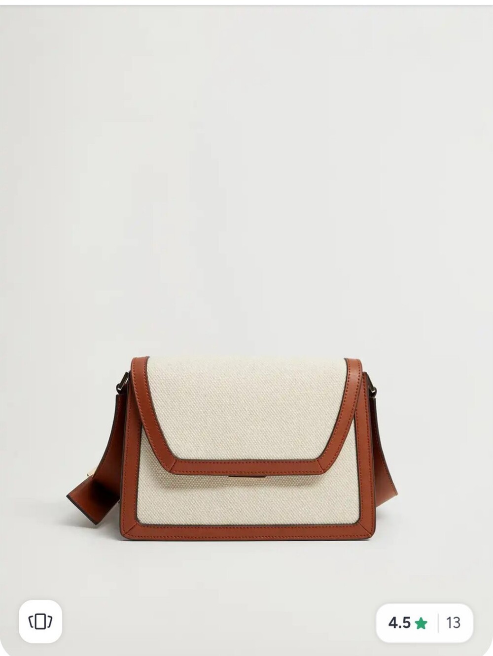 Mango Cottage core Cream Canvas Crossbody with Brown Leather Trim - Picture 3 of 10